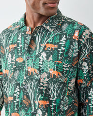 Fox & Folklore - Men's Lightweight Flannel Long PJ Set - Juniper