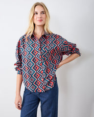 Kaleidoscope Diamond - Cleo Button Down - Navy/Red