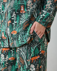 Fox & Folklore - Lightweight Flannel Long PJ Set - Juniper