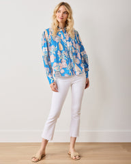 Antique Vases - On a Whim Blouse - Blue Sky