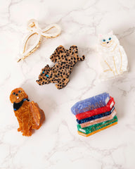 White - Hand Painted Persian Cat Claw Hair Clip - Solar Eclipse