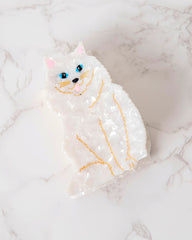 White - Hand Painted Persian Cat Claw Hair Clip - Solar Eclipse