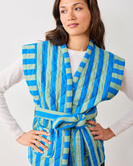 Bold Stripe - Quilted Vest - Blue Sage
