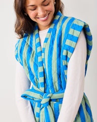 Bold Stripe - Quilted Vest - Blue Sage