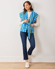 Bold Stripe - Quilted Vest - Blue Sage
