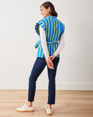 Bold Stripe - Quilted Vest - Blue Sage