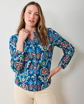 Eclectic Ikat - Edith Blouse - Navy