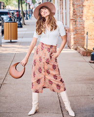Wildflower Stripes - Emilia Skirt - Ivory Wine