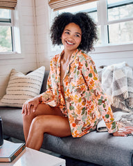 Hedgehog Forest - Long Sleeve Top & Shorts Set - Peach Leaf