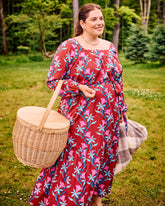 Moonflower Vine - Country Roads Dress - Barn Red