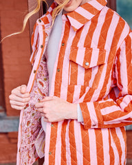 Bold Stripe - Quilted Jacket - Pink Copper