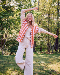 Bold Stripe - Quilted Vest - Pink Copper