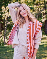 Bold Stripe - Quilted Vest - Pink Copper