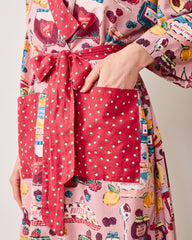 Sweet Jams - Lightweight Flannel Robe - Berry Bliss