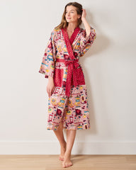 Sweet Jams - Lightweight Flannel Robe - Berry Bliss