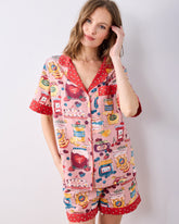 Sweet Jams - Lightweight Flannel Short PJ Set - Berry Bliss