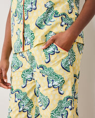 Tiger Queen - Short Sleeve Top & Cropped Pants Set - Citrine