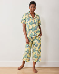 Tiger Queen - Short Sleeve Top & Cropped Pants Set - Citrine