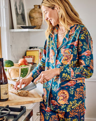 Turkey Trot - Tall Lightweight Flannel Long PJ Set - Midnight Navy