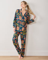 Turkey Trot - Tall Lightweight Flannel Long PJ Set - Midnight Navy