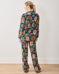 Turkey Trot - Lightweight Flannel Long PJ Set - Midnight Navy