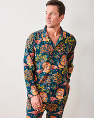 Turkey Trot - Lightweight Flannel Men's Long PJ Set - Midnight Navy