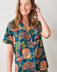 Turkey Trot - Lightweight Flannel Short PJ Set - Midnight Navy