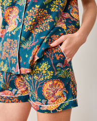 Turkey Trot - Lightweight Flannel Short PJ Set - Midnight Navy