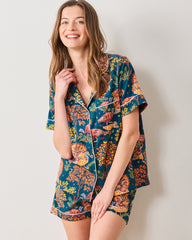 Turkey Trot - Lightweight Flannel Short PJ Set - Midnight Navy