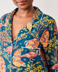 Turkey Trot - Lightweight Flannel Sleep Shirt - Midnight Navy