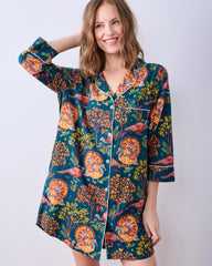 Turkey Trot - Lightweight Flannel Sleep Shirt - Midnight Navy