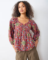 Festive Tapestry - Sloane Blouse - Burgundy