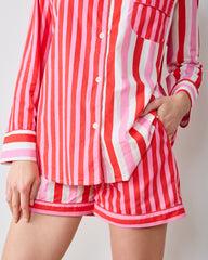 Taffy Stripes - Long Sleeve Top & Shorts Set - Peppermint Swirl