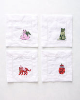 Halloween House Cats - Cocktail Napkins Set of 4 - Purple Tonic
