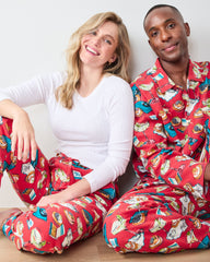 Blinis & Martinis - Men's Midweight Flannel Long PJ Set - Matchbook Red