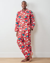 Blinis & Martinis - Men's Midweight Flannel Long PJ Set - Matchbook Red