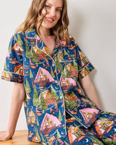 Bonfire Stories - Short Sleeve Top & Cropped Pants Set - Starlight Blue