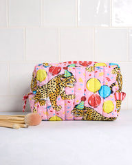 Birthday Bagheera - Quilted Pouch - Pink Confetti