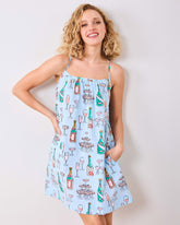Champagne Tower - Cami Nightgown - Soft Blue