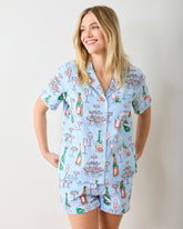 Champagne Tower - Short PJ Set - Soft Blue