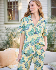 Tiger Queen - Short Sleeve Top & Cropped Pants Set - Citrine