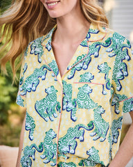 Tiger Queen - Short Sleeve Top & Cropped Pants Set - Citrine