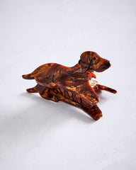 Solar Eclipse - Hand Painted Dachshund Dog Claw Hair Clip - Brown Combo