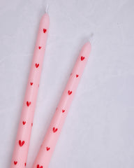 Pink Combo - French Heart Printed Pole Candle - Girly