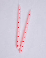 Pink Combo - French Heart Printed Pole Candle - Girly