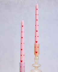 Pink Combo - French Heart Printed Pole Candle - Girly