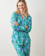 Tiger Queen - Tall Lightweight Flannel Long PJ Set - Jade