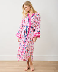 Swooning Sparrows - Eco Satin Robe - Pink Petal