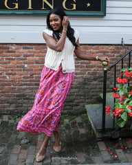 Folklore Flowers - Victoria Skirt - Bright Rose