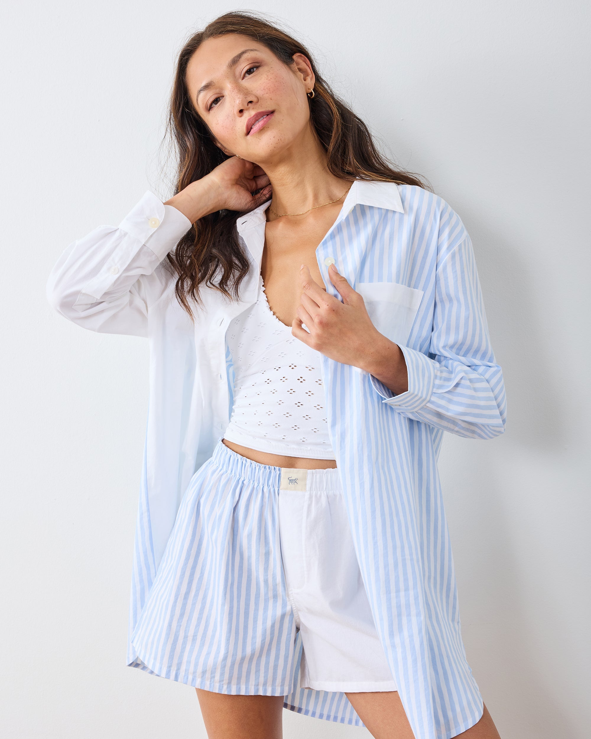 Weekend Stripes - Boyfriend Boxer - Blue Sky